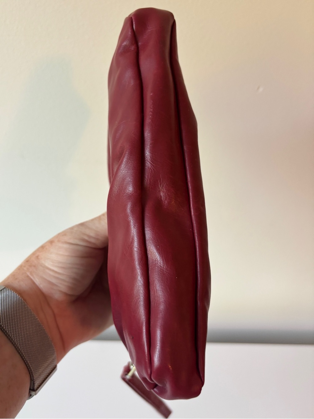 Dark Red Vintage Wristlet Clutch - Pleather Pouch - Picture 9 of 11